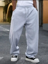 Pantalon Chándal Con Cordón En La Cintura Y Pierna Ancha, Estilo Y2K Para Hombre