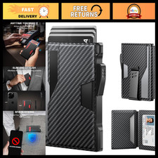 Slim RFID-Blocking Leather Bifold Wallet with Money Clip & ID Window - Holds 9-1