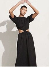 Faithfull The Brand Alessandria Midi Dress - Black - Size Large