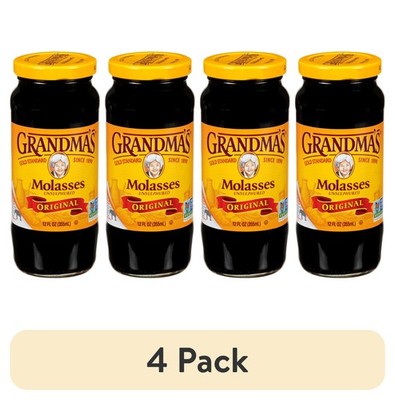 (4 pack) Grandma's Original Molasses, Unsulphured, 12 fl oz Jar