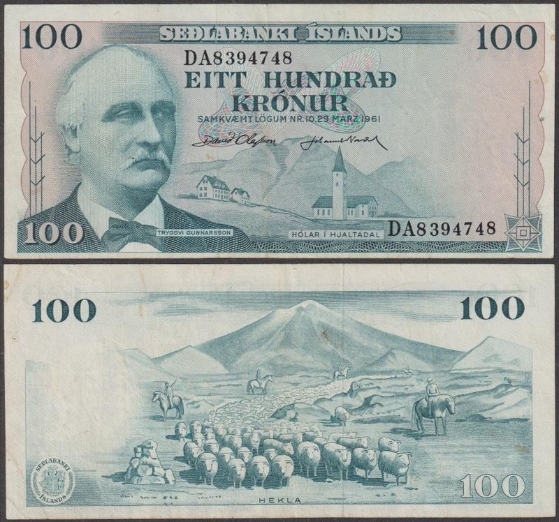 Iceland, 100 Kronur, L. 1961, VF+++, P-44