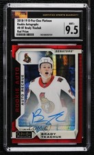 2018-19 O-Pee-Chee Platinum Red Prism 29/50 Brady Tkachuk #R-BT CSG 9.5 Auto a2v