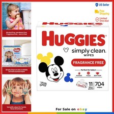 Baby Wipes Unscented 704 Count Flip Top Packs Hypoallergenic Fragrance Free For
