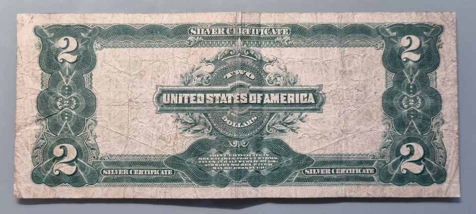 1899 Two Dollar Silver Certificate $2 Large Size Note Heavily Circulated #96246 - Image 2 of 2