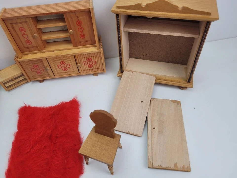 Puppenstuben-Möbel Vero Schlafzimmer & Wohnzimmer DDR Spielzeug Holz #2510993 - Bild 4 von 4