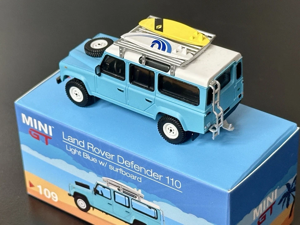 Mini GT Land Rover Defender 110 Blue w/ surfboards MIJO USA EXCLUSIVE 1 of 1200 - Image 2 of 4