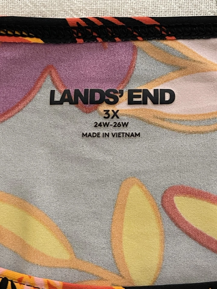 Camiseta manga larga Lands End Plus 3X (24W-26W) floral natación playa protección contra erupciones  Foto 4 de 4