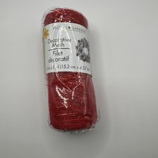 Floral Garden Holiday Decorative Mesh - New - 6" x 5 yd - Red