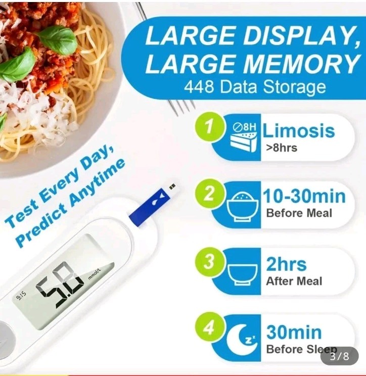 Belifu Blood Glucose Monitor Kit 50 Lancets 50 Strips Travel Case