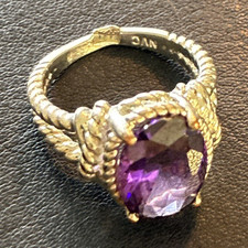 925 Sterling Silver Oval Purple Amethyst Pron...