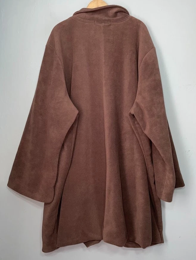 Woman Within Plus Size 5X Dark Brown Fleece Button Jacket Long Coat Fall Western - Image 4 of 4