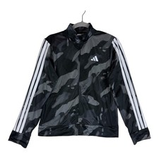 Adidas Jacket Kids 14/16 Black Camo Track Full Zip 3 Stripe Athletic Training