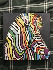 Steven Brown ‘Debra McZoo’ Zebra Canvas Print 16x16" Colourful Abstract Wall Art