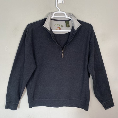Orvis Men's Gray 1/4 Zip Pullover Nantucket Size Large 100 % Pima cotton 53Y3 - Picture 2 of 13