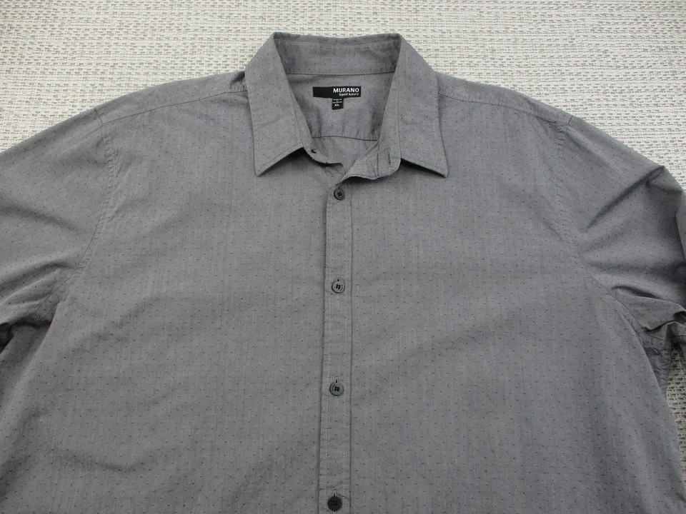 Murano Shirt Mens XL Gray Long Sleeve Button Up Casual Dress Subtle Dot Pattern - Image 4 of 4