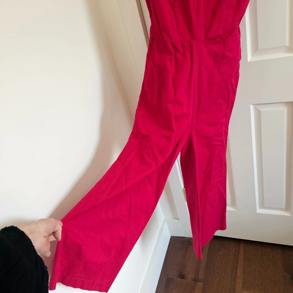 Mono Ann Taylor Factory Petite Rosa Lino Look Cuello en V Pierna Ancha Talla 2P Foto 2 de 4