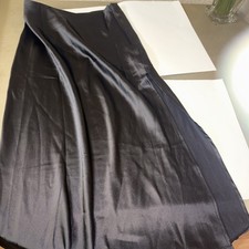 Black Satin Maxi Skirt Elastic Waist Bias Cut Women's sixe M