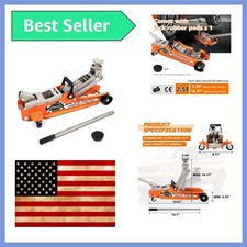 Durable 2.5 Ton Steel Floor Jack - Compact Design With 360 Casters For Easy Use