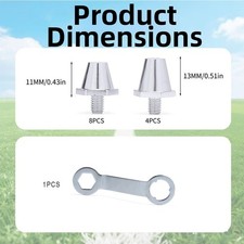 12pcs Football Spikes - Aluminum Cleat Studs 11mm and 13mm with Wrench