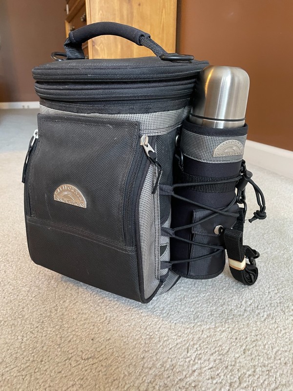 GolfPack Cooler Black/Silver by California Innovations + fan + thermos