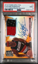 2014 PANINI SPECTRA AUTOGRAPHED MEM PRIZMS #7 CLIFFORD ROBINSON 15/25 PSA 9 AUTO