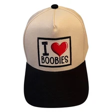 Popfizzy I Love Boobies Funny Hat for Men and Women, Adult Humor Cap, Cotton