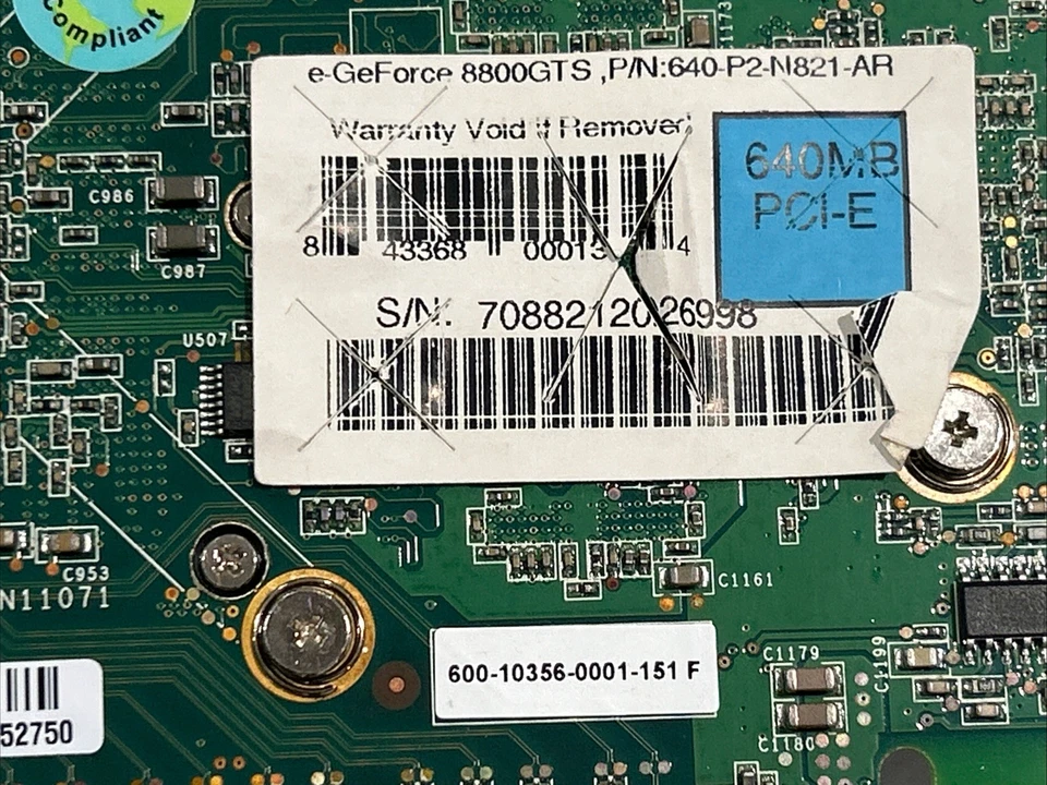 EVGA E-GEFORCE 8800 GTS 640MB VIDEO GRAPHICS CARD PCI-E 640-P2-N821-AR - Image 4 of 4