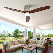 52 Inch Modern Solide Wood Ceiling Fan Dimmable Reversible DC Motor with Remote