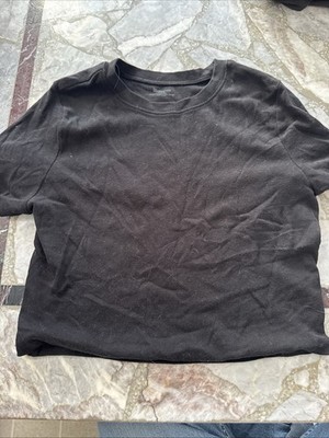 Black Cropped T-shirt Stretchy Tight Fitting Women s Size M (8-10)