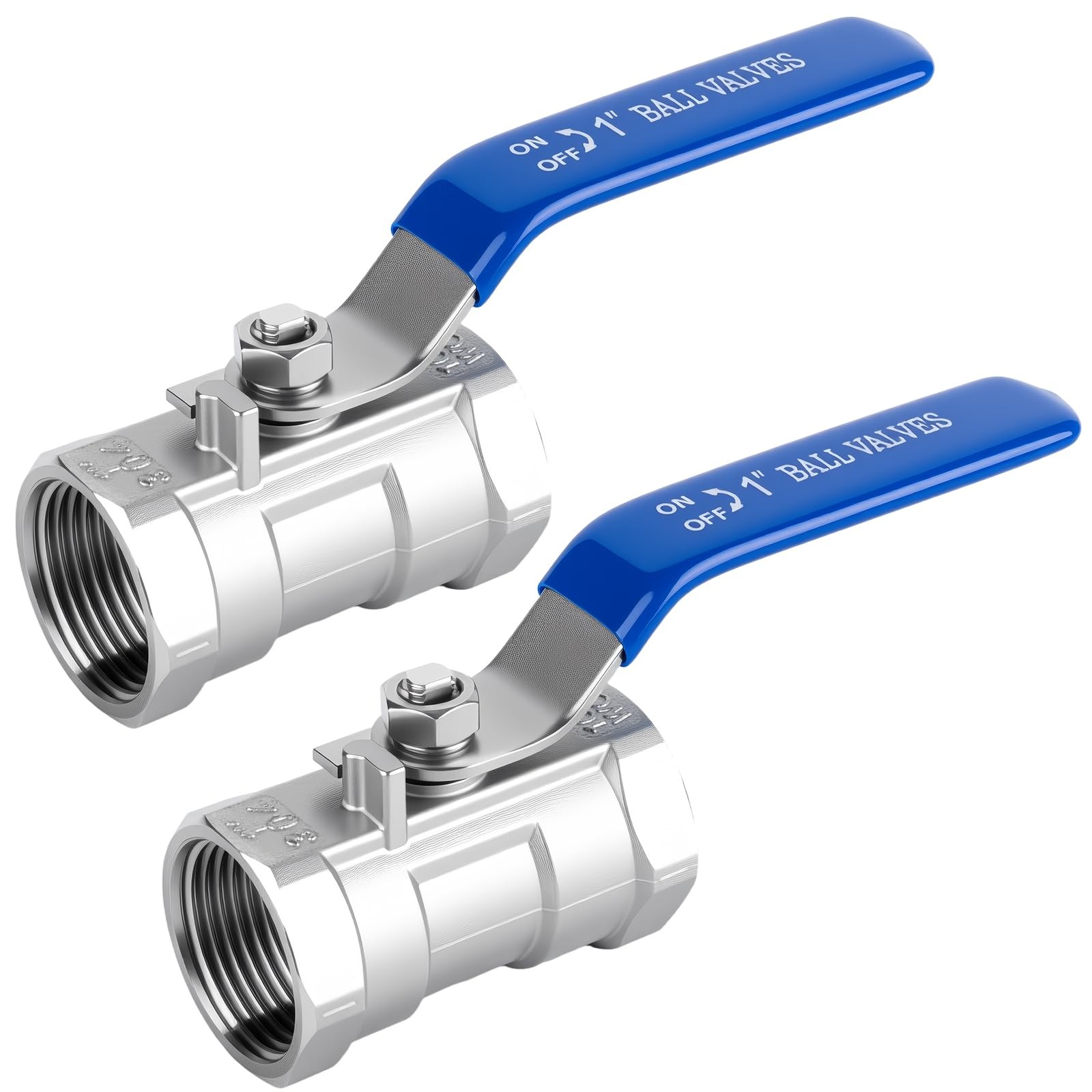 2 PCS 1 Inch FNPT Ball Valve 304 Stainless Steel Heavy Duty Plumbing ShutOff