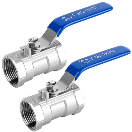 2 PCS 1 Inch FNPT Ball Valve 304 Stainless Steel Heavy Duty Plumbing ShutOff