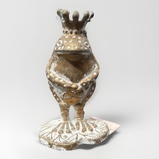 Vintage Metal Frog Prince Figurine Metal Indoor Or Outdoor Garden Statue New