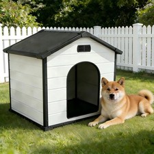 XL Resin Dog House 46x40x40in, 16mm Thick Walls, Vented, Weatherproof Outdoor