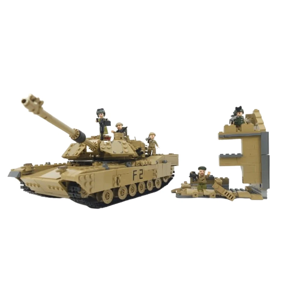 Juego de bloques de construcción 2 en 1 Abrams Tank & Humvee | 1.463 piezas | GJ-M1A2 Foto 3 de 4
