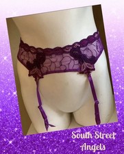 WACOAL EUROPE GFA894  VIOLET PURPLE  SHEER EMBROIDERED GARTER BELT  MEDIUM
