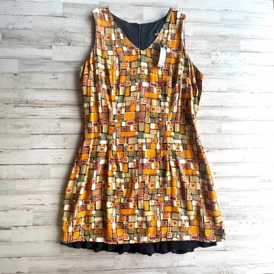 Ci Sono Black Orange Rust Lined Dress Short Tank Size L C101504