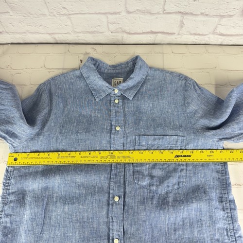 Gap 100% Linen Blue Lightweight Long Sleeve Button Shirt Size Men's Medium - Photo 3/6
