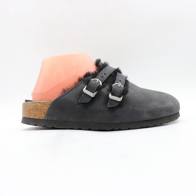 Birkenstock Blair Shearling Women's Eu 38 US 7 Black Oiled Leather Clogs Shoes