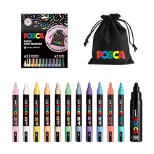 Uni-ball Posca Standard PC-5M Marker Pens and Pouch 12 Pack Arts Crafts Paint