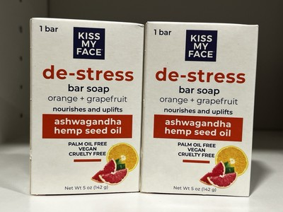 #ad NEW IN BOX KISS MY FACE DE STRESS ORANGE GRAPEFRUIT VEGAN BAR SOAP LOT OF 2 $19.99