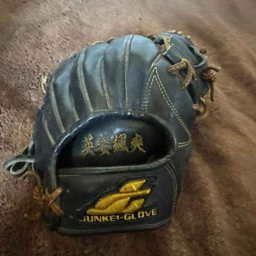 JUNKEI-GLOVE Baseball Glove Hard Type Black Durable Design Used