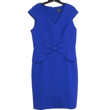TAHARI Arthur S Levine ROYAL BLUE Large Bow CAP SLEEVES Peplum SHEATH DRESS 12