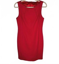 Elie Tahari Red Sheath Dress 6 Sleeveless Workwear Cocktails Modern Minimalist