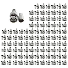 100 x Crimp on BNC CCTV Security Camera Video Connector Male for RG59 Coax Cable