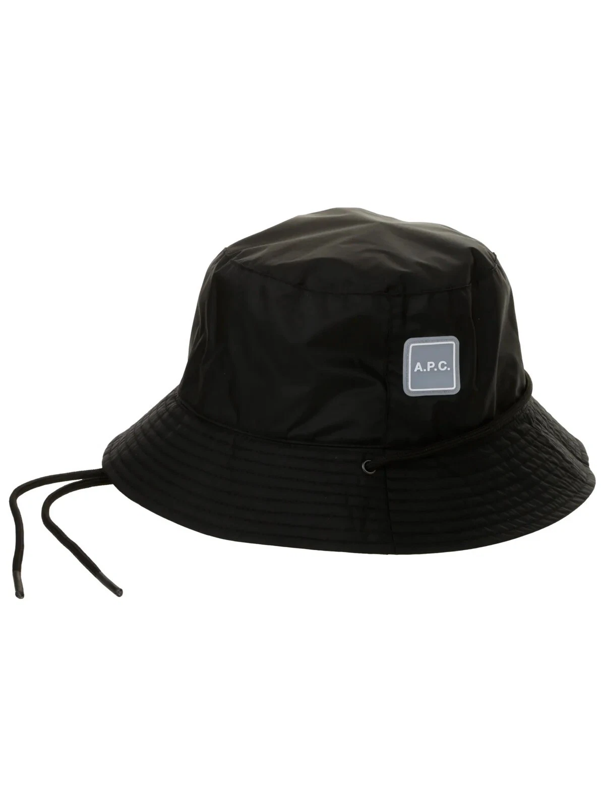 A.P.C. Logo Patch Chin Strap Detail Bucket Hat Black 60cm New