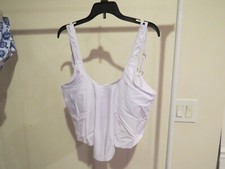 2 piece swimsuit white tankini w/ white/blue paisley print bottoms NIP