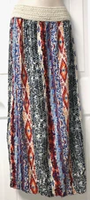 APII Boho print pull on maxi skirt size M (24W x 35L)