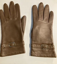 Vintage Brown Ladies Driving Gloves 70s Size 7 1/2 - 8 1/2 Hong Kong Vinyl