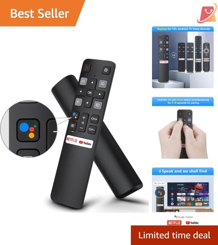 TCL Remote Replacement Black Voice Control with Netflix YouTube Easy Pairing