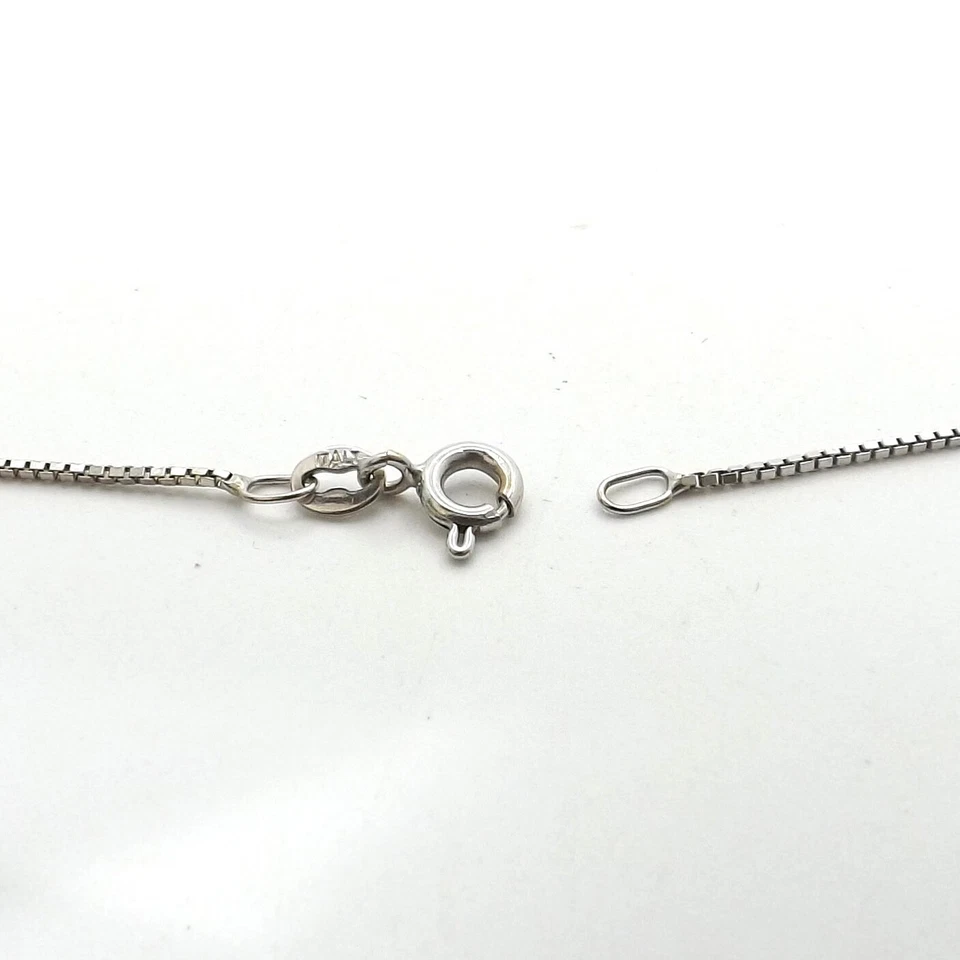 14k White Gold Venetian Box Link Pendant Chain Necklace 18in Italy UnoAerre New Foto 4 de 4